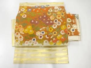 リサイクル　菊模様刺繍作り帯